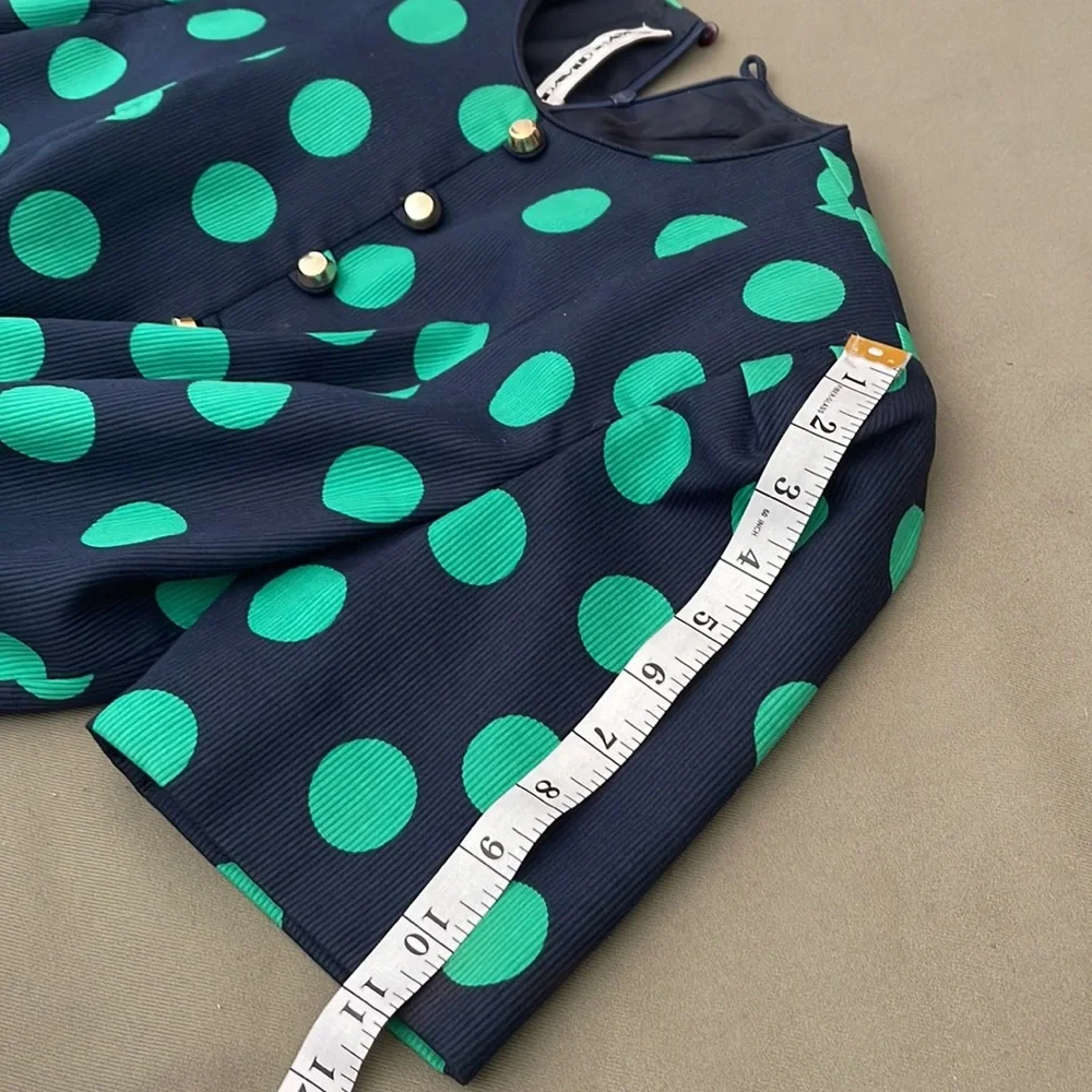 DAVID HAYES Lovely Vintage polka dot  green/ blue color, Womens DRESS size 10” - Picture 15 of 16